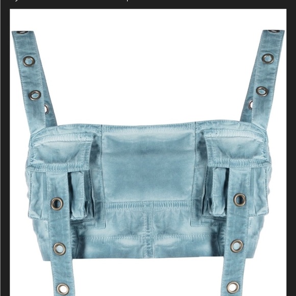 🛍Bundle sale🛍Stylish blue Crop Top with Button Details - Picture 3 of 12